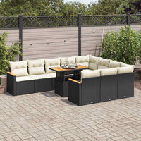 Thumbnail for 11-tlg. Garten-Sofagarnitur mit Kissen Schwarz Poly Rattan