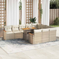 Thumbnail for 11-tlg. Garten-Sofagarnitur mit Kissen Beige Poly Rattan Akazie