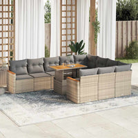 Thumbnail for 11-tlg. Garten-Sofagarnitur mit Kissen Beige Poly Rattan Akazie