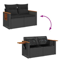 Thumbnail for 7-tlg. Garten-Sofagarnitur mit Kissen Schwarz Poly Rattan