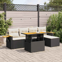 Thumbnail for 7-tlg. Garten-Sofagarnitur mit Kissen Schwarz Poly Rattan