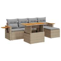 Thumbnail for 7-tlg. Garten-Sofagarnitur mit Kissen Beige Poly Rattan Akazie