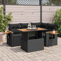 Thumbnail for 4-tlg. Garten-Sofagarnitur mit Kissen Schwarz Poly Rattan