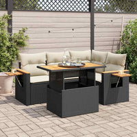 Thumbnail for 4-tlg. Garten-Sofagarnitur mit Kissen Schwarz Poly Rattan