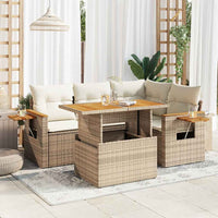 Thumbnail for 4-tlg. Garten-Sofagarnitur mit Kissen Beige Poly Rattan Akazie