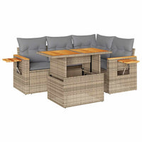 Thumbnail for 4-tlg. Garten-Sofagarnitur mit Kissen Beige Poly Rattan Akazie