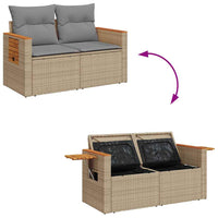 Thumbnail for 4-tlg. Garten-Sofagarnitur mit Kissen Beige Poly Rattan Akazie