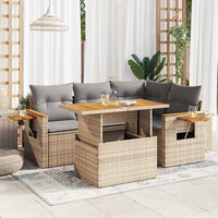 Thumbnail for 4-tlg. Garten-Sofagarnitur mit Kissen Beige Poly Rattan Akazie