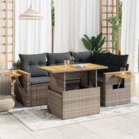 Thumbnail for 4-tlg. Garten-Sofagarnitur mit Kissen Grau Poly Rattan Akazie