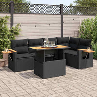 Thumbnail for 5tlg. Garten-Sofagarnitur mit Kissen Schwarz Poly Rattan Akazie