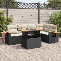 Thumbnail for 5tlg. Garten-Sofagarnitur mit Kissen Schwarz Poly Rattan Akazie