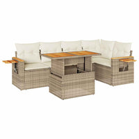 Thumbnail for 5-tlg. Garten-Sofagarnitur mit Kissen Beige Poly Rattan Akazie