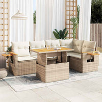 Thumbnail for 5-tlg. Garten-Sofagarnitur mit Kissen Beige Poly Rattan Akazie