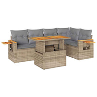 Thumbnail for 5-tlg. Garten-Sofagarnitur mit Kissen Beige Poly Rattan Akazie