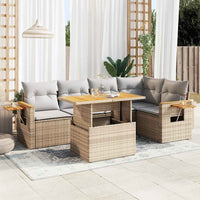 Thumbnail for 5-tlg. Garten-Sofagarnitur mit Kissen Beige Poly Rattan Akazie