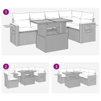 Thumbnail for 5-tlg. Garten-Sofagarnitur mit Kissen Grau Poly Rattan Akazie