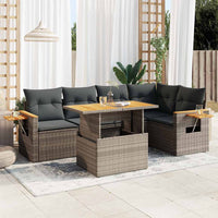 Thumbnail for 5-tlg. Garten-Sofagarnitur mit Kissen Grau Poly Rattan Akazie