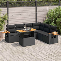 Thumbnail for 6-tlg. Garten-Sofagarnitur mit Kissen Schwarz Poly Rattan