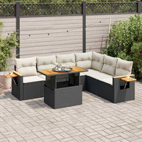 Thumbnail for 6-tlg. Garten-Sofagarnitur mit Kissen Schwarz Poly Rattan