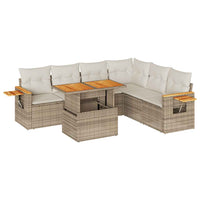 Thumbnail for 6-tlg. Garten-Sofagarnitur mit Kissen Beige Poly Rattan Akazie
