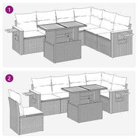 Thumbnail for 6-tlg. Garten-Sofagarnitur mit Kissen Beige Poly Rattan Akazie