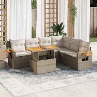 Thumbnail for 6-tlg. Garten-Sofagarnitur mit Kissen Beige Poly Rattan Akazie