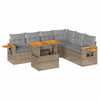 Thumbnail for 6-tlg. Garten-Sofagarnitur mit Kissen Beige Poly Rattan Akazie