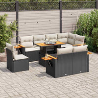 Thumbnail for 9-tlg. Garten-Sofagarnitur mit Kissen Schwarz Poly Rattan