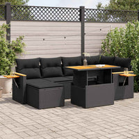 Thumbnail for 7-tlg. Garten-Sofagarnitur mit Kissen Schwarz Poly Rattan