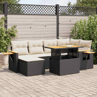 Thumbnail for 7-tlg. Garten-Sofagarnitur mit Kissen Schwarz Poly Rattan