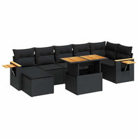 Thumbnail for 8-tlg. Garten-Sofagarnitur mit Kissen Schwarz Poly Rattan