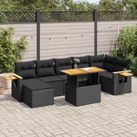 Thumbnail for 8-tlg. Garten-Sofagarnitur mit Kissen Schwarz Poly Rattan