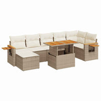 Thumbnail for 8-tlg. Garten-Sofagarnitur mit Kissen Beige Poly Rattan Akazie