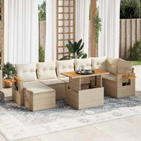 Thumbnail for 8-tlg. Garten-Sofagarnitur mit Kissen Beige Poly Rattan Akazie