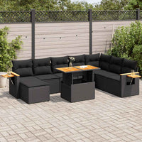 Thumbnail for 7-tlg. Garten-Sofagarnitur mit Kissen Schwarz Poly Rattan
