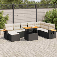 Thumbnail for 7-tlg. Garten-Sofagarnitur mit Kissen Schwarz Poly Rattan