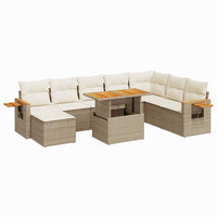 Thumbnail for 7-tlg. Garten-Sofagarnitur mit Kissen Beige Poly Rattan Akazie