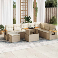 Thumbnail for 7-tlg. Garten-Sofagarnitur mit Kissen Beige Poly Rattan Akazie