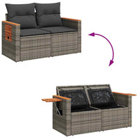 Thumbnail for 7-tlg. Garten-Sofagarnitur mit Kissen Grau Poly Rattan Akazie