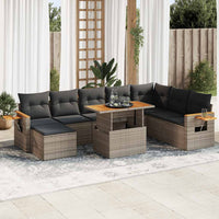 Thumbnail for 7-tlg. Garten-Sofagarnitur mit Kissen Grau Poly Rattan Akazie