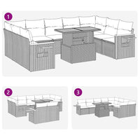 Thumbnail for 10-tlg. Garten-Sofagarnitur mit Kissen Beige Poly Rattan Akazie