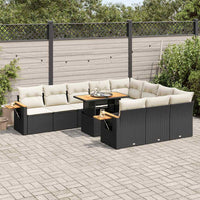 Thumbnail for 10-tlg. Garten-Sofagarnitur mit Kissen Schwarz Poly Rattan