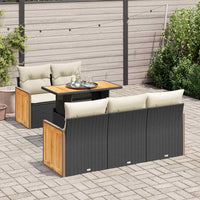 Thumbnail for 6-tlg. Garten-Sofagarnitur mit Kissen Schwarz Poly Rattan
