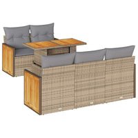 Thumbnail for 6-tlg. Garten-Sofagarnitur mit Kissen Beige Poly Rattan Akazie