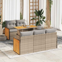 Thumbnail for 6-tlg. Garten-Sofagarnitur mit Kissen Beige Poly Rattan Akazie