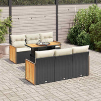 Thumbnail for 7-tlg. Garten-Sofagarnitur mit Kissen Schwarz Poly Rattan