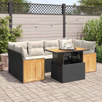Thumbnail for 7-tlg. Garten-Sofagarnitur mit Kissen Schwarz Poly Rattan