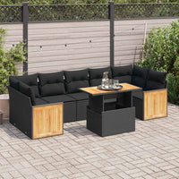 Thumbnail for 8-tlg. Garten-Sofagarnitur mit Kissen Schwarz Poly Rattan