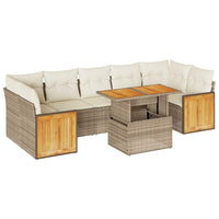 Thumbnail for 8-tlg. Garten-Sofagarnitur mit Kissen Beige Poly Rattan Akazie
