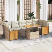 Thumbnail for 8-tlg. Garten-Sofagarnitur mit Kissen Beige Poly Rattan Akazie